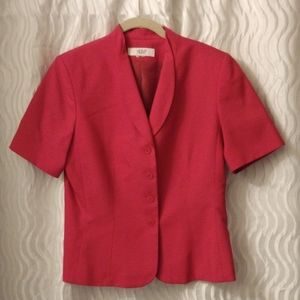 VTG '80s Le Suit Essentials Jacket Blazer Bold Hot Pink Sz 12 Retro Shoulder pad